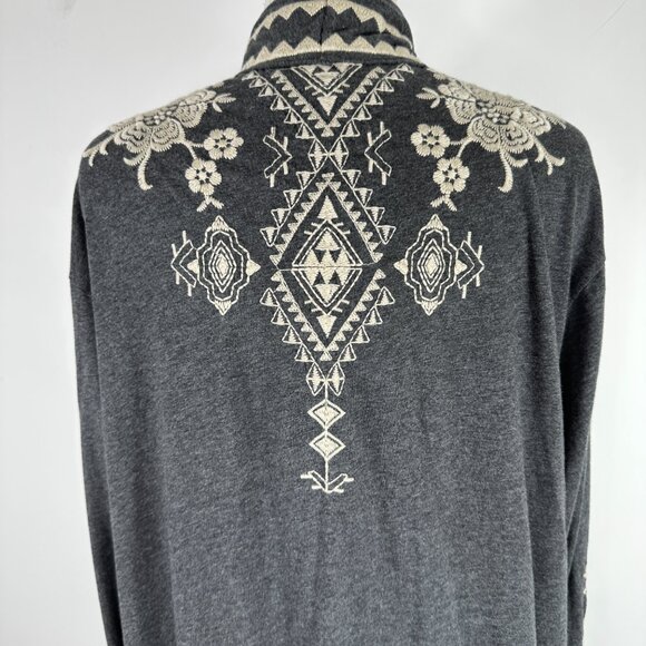 NWT Johnny Was Tulla Embroidered Duster Cardigan Long Gray White Open Size L - Picture 9 of 13